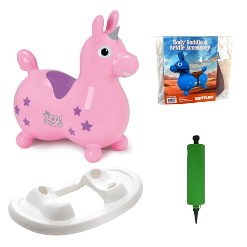 Gymnic Rody with Rocking Base and Saddle (Pink Unicorn & Rocking Base with Saddle) - color: Pink Unicorn & Rocking Base With Saddle