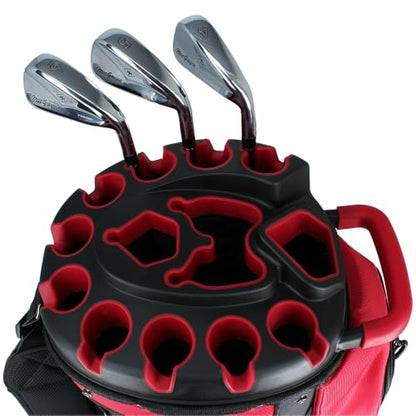 MacGregor MACLOCK Ultimate Divider System Cart Bag with 14 Way Organizer Divider Top and Individual Club Locking Slots - color: Black/Red