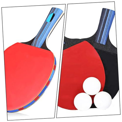 Mikikit Table Tennis Racket Set with Double Sided Reverse Adhesive Paddles Balls and Carry Bag High Friction Rubber for Strong and Comfortable Grip Outdoor Pingpong Bat Kit