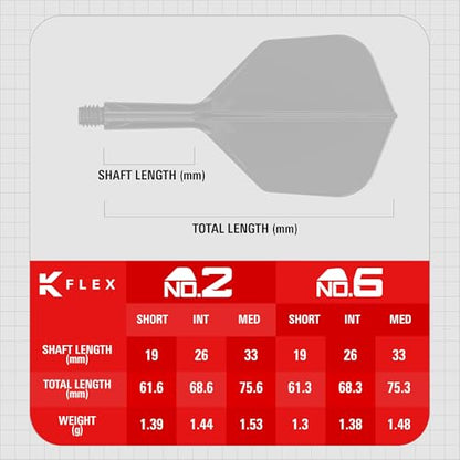 Target Darts Star Wars R2-D2 K Flex Integrated Dart Flights & Shafts | R2D2 Pack of 3 K-Flex, No.2 & No.6 | Short, Intermediate & Medium Disney Kflex Accessories - size: Medium (33mm), style: No.6