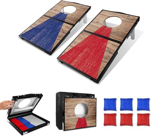 Portable Cornhole Board Set - Aluminum, Foldable 24x12in or 36x24in with Bean Bags | for Adults, Indoor/Outdoor, Travel, Beach & Camping - size: 2x1FT