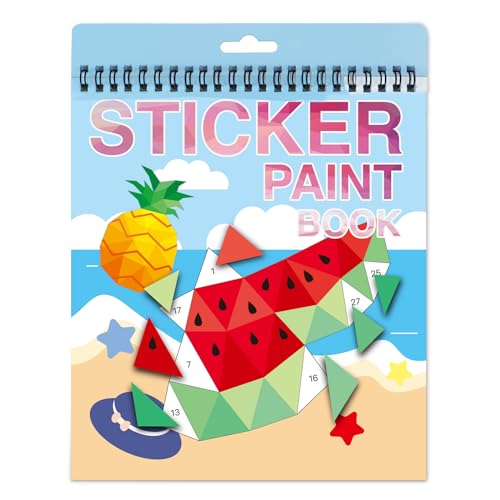 AEAHALY Summer Theme Reusable Sticker Book Sticker Paint Books Crafts for Kids Ages 4-8 Boys and Girls Birthday Gifts Party Favor, Travel Activity Book Stickers for Kids Learning - style: Summer
