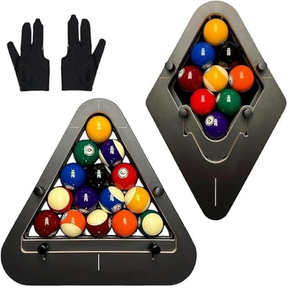 Precision-Engineered Professional Billiard Rack System That Eliminates Gaps, Wood Billiard 8-Ball/9-Ball Pro Triangle/Diamond Pool Ball Racks, for Tournament Play, Delivers Perfect Racks - color: 2PCS*MIX