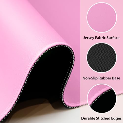 Mahjong Mat -100% No Creases American Mahjong Mat, Anti-Slip & Noise Reduction Mahjong Table Cover, Mahjong Mats with Carrying Bag for Mahjong, Poker, Card Games, Dominoes, Board Games (Pink) - color: Pink