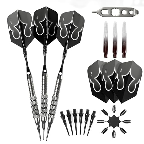 Viper Shot King Soft Tip Darts, 80% Tungsten 20 Grams, Professional Darts Plastic Tip Dart Set for Electronic Dartboard, Includes Nomad Case and Dart Accessories - color: Black, size: 20 Grams