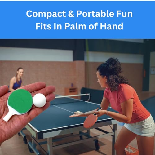 Mini Tabletop Ping Pong Set, Desktop Table Tennis Set with 2 Mini Tennis Rackets, 1 Net, 1 Ball, 2 Suction Cups, 2 Posts - Miniature Table Tennis Paddle Game, Portable Table Tennis Set for All Ages