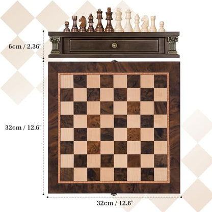 Peradix Magnetic Chess Set with 2 Built-in Storage Drawers, 12 inch Wooden Strategy Board Games, 2 Extra Queens, Travel Magnet Chess Game for Adults, Kids and Family Game Night, Gift Package - size: 12 Inches