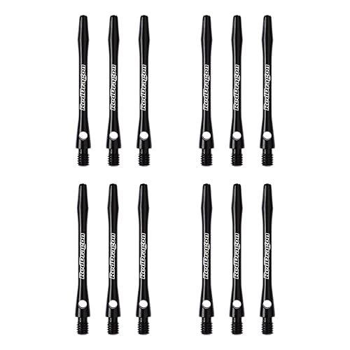 RED DRAGON Aluminum Dart Shafts - Laser-Etched Replacement Stems for Durable Flight Support & Balanced Throw Control - 12 Shafts (4 Sets)