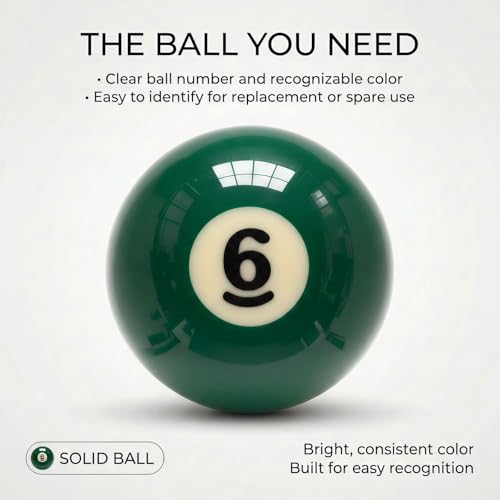 KONLLEN Single Replacement Pool Ball – 2-1/4" Regulation Size & Weight Billiard Ball Made of Phenolic Resin (Choose 1–15 or Cue Ball) - color: #6