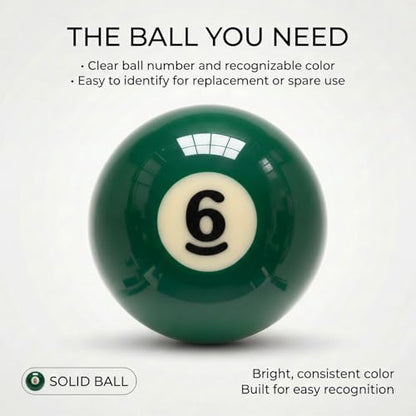 KONLLEN Single Replacement Pool Ball – 2-1/4" Regulation Size & Weight Billiard Ball Made of Phenolic Resin (Choose 1–15 or Cue Ball) - color: #6