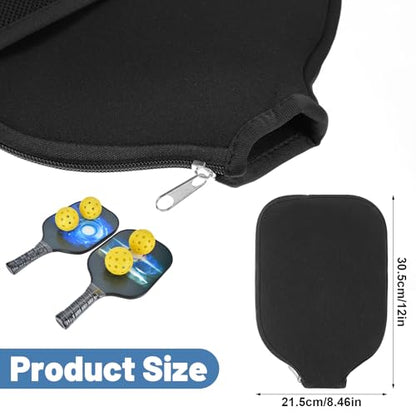Pickleball Paddle Cover, Universal Size Neoprene Pickleball Paddle Case with Zipper and Mesh Pocket, Storage Bag Fits Most Standard Pickleball Racquets, 8.26 x 11.8 Inch