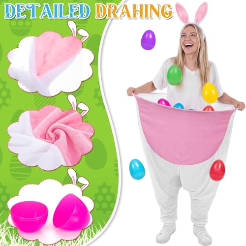 22 Pcs Granny Pant Yard Game Easter Game Set Giant Bunny Pant Easter Egg Ear Headband for Family Reunion Gathering Yard Backyard Lawn Outdoor Indoor Carnival Party Activity Supply