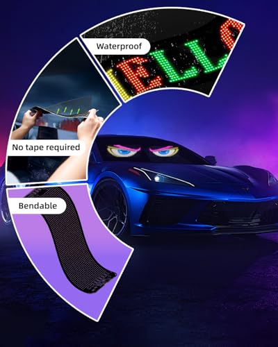 2pcs Devil Eyes Light for Windshield,14“*4”Programmable Flexible LED Display with Remote/App Control,Custom Animations, Patterns & Text,for Store、Cars、 Trucks - size: 14"*4"/2pcs