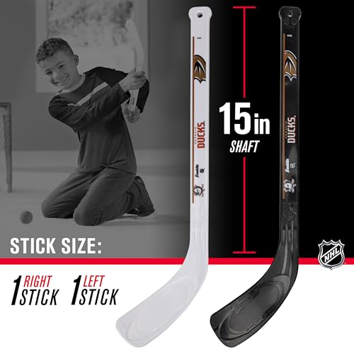 Franklin Sports NHL Anaheim Ducks NHL Team Mini Hockey Set - Kids Indoor Knee Hockey Goal, Ball+2 Mini Stick Combo Ages 3+