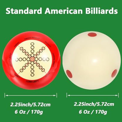 Billiard Training Cue Ball with Dots Practice Cue Ball, 2Pcs Standard Size 2-1/4" Pool Table Balls with Billiard Table Accessories for Beginner