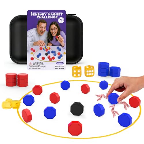 Magnetic Chess Game with Dice, 24 Stones & Black Troublemaker, Updated Family Board Games, Magnet Game with String，Magnetic Stones for Party, Travel & Camping, 2-4 Player Games for Kids & Adults