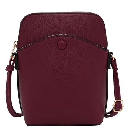 Solene Small Crossbody Bag with Gold Hardware, Mini Shoulder Purse with Adjustable Strap - color: Wine