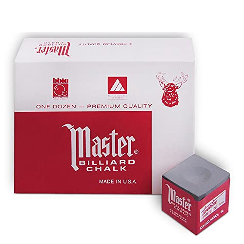 Master Billiard Pool Cue Chalk Premium Quality - 1 Dozen - Made in The USA + 2 pcs of Quality Billiard Pool Table Spots by Tweeten Fibre Co. - color: Gray