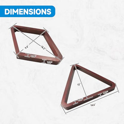GSE Games & Sports Expert Deluxe Heavy Duty Solid Wood Billiard 8-Ball Triangle / 9-Ball Diamond Pool Ball Racks for 2-1/4" Pool Balls, Billiards Accessories - color: Mahogany, style: Triangle & Diamond Racks