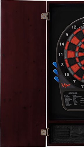 Viper Metropolitan Solid Wood Cabinet & Electronic Dartboard Play-Ready Bundle - color: Mahogany, style: Premium Set