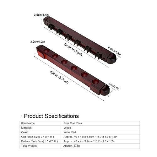 Keenso Billiard Pool Cue Rack, Wooden Wall Mounted Rack Stick Holder Billiard Pool Cue Wall Rack