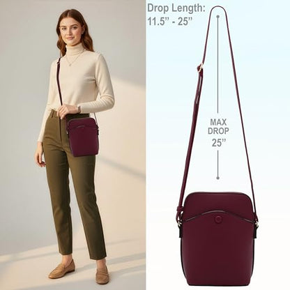 Solene Small Crossbody Bag with Gold Hardware, Mini Shoulder Purse with Adjustable Strap - color: Wine