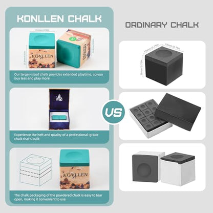 KONLLEN Billiard Chalk, Nano High Grip Pool Cue Chalk, Low Dust, Long Lasting, Fewer Miscues, Enhanced Spin Control, Professional Chalk for Pool Cue Tips (S/M/H) - color: 002 S Green 2pcs