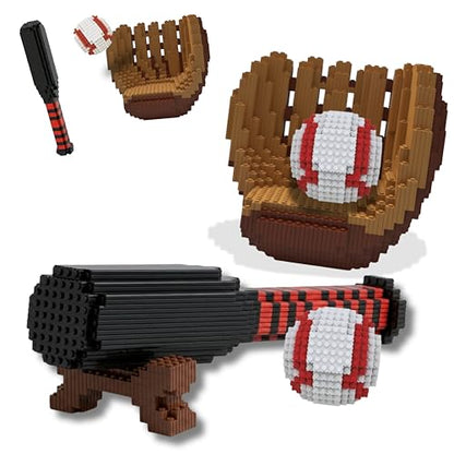 Baseball 3D Building Block Set - Ball - Gloves - Bat - Educational Toy - Perfect for Ages 14 Years and Above - Challenging, Creative Fun and Skill-Building - 3D Instruction (1485 PCS)