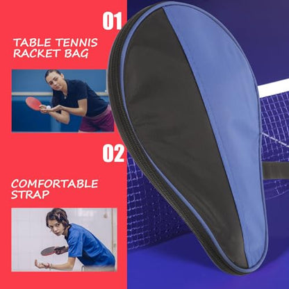 POPETPOP Table Tennis Paddle Bag with Sturdy Gourd Shape, Blue Portable Storage Case for Paddle and Balls, Reusable Organizing Bag for Casual Activities and Outdoor Use
