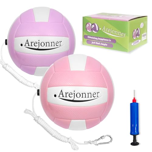 Tetherball, 2 Pcs Tether Balls and Rope Set,Replacement Tetherball with Ball Pump for Adults Backyard Outdoors - color: Pink & Purple