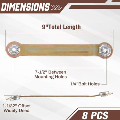 MorningRo 8 Pack Glider Bearing Arm Bracket Patio Glider Parts Replacement Hardware Rocker Parts, Bracket Hardware-9" Length, 7-1/2" Between Mounting Holes and Bolt Hole Diameter 1/4" (Coppery) - color: Coppery