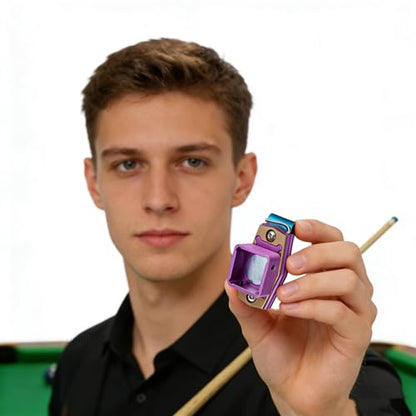 Magnetic Billiard Chalk Holder with 3 Finger Billiard Glove, Aluminum Alloy Pool Cue Chalk Case, Strong Magnet, Portable Billiards Accessories for Pool Cue Players,Square Charlk Box - color: Purple