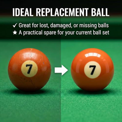 KONLLEN Single Replacement Pool Ball – 2-1/4" Regulation Size & Weight Billiard Ball Made of Phenolic Resin (Choose 1–15 or Cue Ball) - color: #7