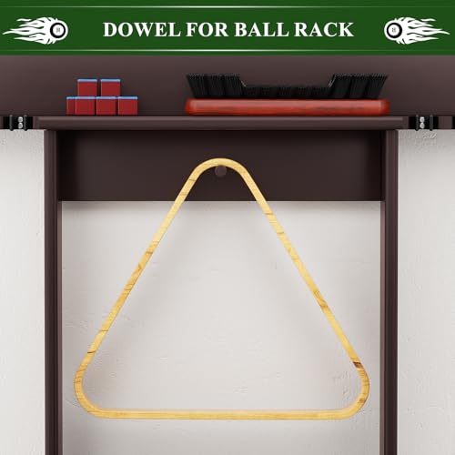 Wall Mounted Pool Cue Rack, Bamboo Billiards Sticks Holder for 8 Cue Sticks, Organizes Full Set of Balls and Pool Table Accessories, Dark Brown - color: Dark Brown