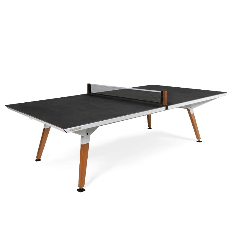 CORNILLEAU - Origin Outdoor Table - Design Ping-Pong Table - Made in France - Convertible - White - style: Fabric Net + Fixed Net - Tabletop: Dark Stone