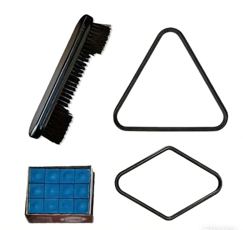 SUPERDIAMOND Pool Ball Rack Set, 4-in-1 Billiard Accessories Kit with Wooden Diamond Rack, Triangle Rack, 12 Chalk Cubes & 9'' Rail Brush, for Home Game Room and Commercial Pool Table Use