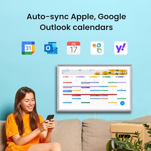 Apolosign 27-inch Digital Calendar & Smart Family Wall Planner, No Subscription, Shared Touchscreen Display with Calendar Sync, Chore Charts & Family Scheduling Hub, Wall Mount Included (Gray) - color: Gray