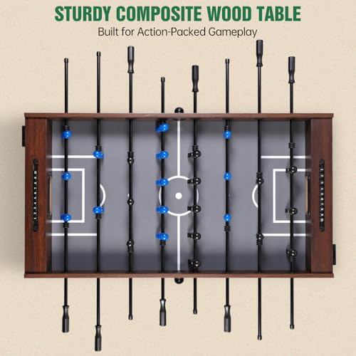 Foosball Table, Competition-Sized 48in and 55in Game Table for Home & Game Room – Includes 2 Balls & 2 Cup Holders – Classic Indoor Soccer Game