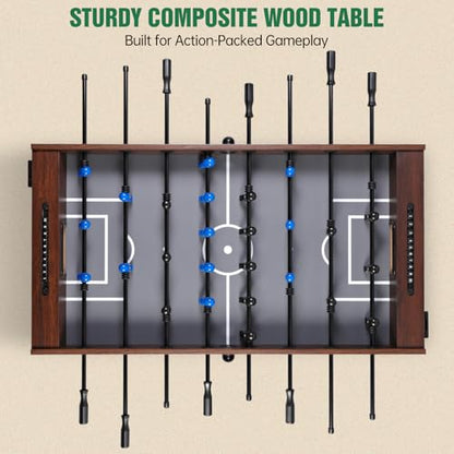 Foosball Table, Competition-Sized 48in and 55in Game Table for Home & Game Room – Includes 2 Balls & 2 Cup Holders – Classic Indoor Soccer Game