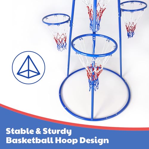 Garvee 4 Hoop Basketball Set for Toddlers, Indoor & Outdoor Play, Preschool Toy for Ages 3+, Includes 4 Basketballs and Air Pump, Fun Basketball Game for Kids