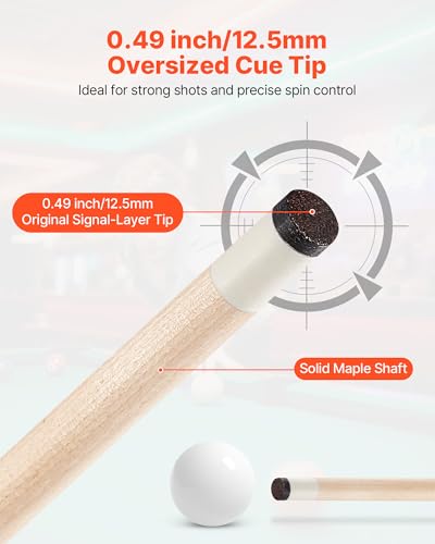 VEVOR Pool Cue, Pool Stick, 58 inch Billiard Pools Cue Stick with Multi-Layer Tip & ABS Connection Ring, Cues Sticks for Professional Pool Table, Bar, Home, Office - style: 4 Piece Pool Stick