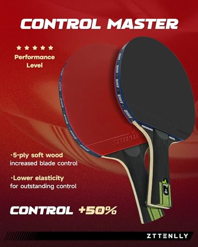 Ping Pong Paddle with Carbon Technology | Performance-Series,7-ply Finest Blade, Expert Speed/Edge/Balance, Thicker Protector Case | Table Tennis Racket for Professional - color: 2-Pack, style: Control