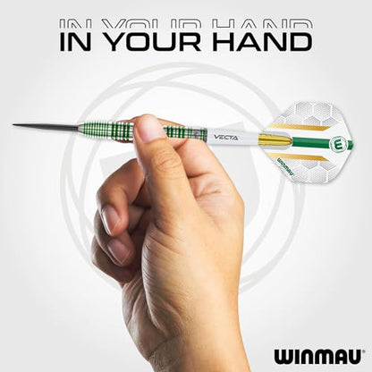 Winmau Xenon Professional Darts Set - 90% Tungsten Darts with Flights & Shafts - Ringed Grip Barrels for Precision Control - Available in Soft Tip 18g and Steel Tip 23g-25g - style: 25g - Steel Tip