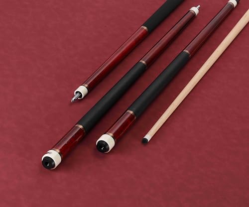 Pool Cue Stick Genuine Leather Cowhide Grip 58" 19 20oz 2 Piece with 12.5mm Tip,Canadian Maple Pro Billiard Cue,for Adults/Beginner/Pro Player. - color: Red-19oz-Genuine Leather Grip-Only Cue