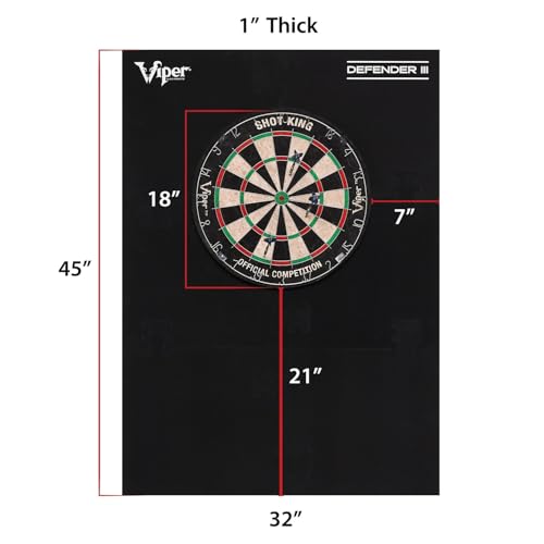 Viper Defender III Extended Length Dartboard Surround Wall Protector, Fits 17.75" and 18" Bristle Dartboards, Compression-Fit Easy Mounting, 45" H x 32" W x 1" Thickness - color: Green