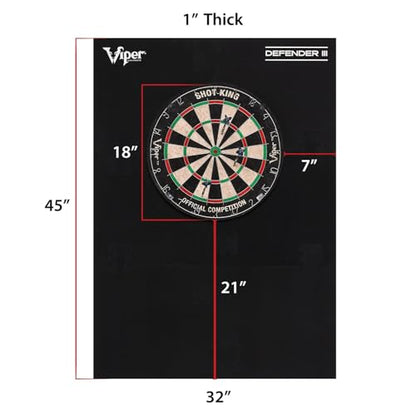 Viper Defender III Extended Length Dartboard Surround Wall Protector, Fits 17.75" and 18" Bristle Dartboards, Compression-Fit Easy Mounting, 45" H x 32" W x 1" Thickness - color: Green