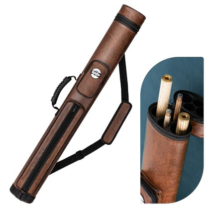 Trymaker Pool Cue Case, 2x2 Pool Stick Case (Not for 3/4) – Hard Billiard Bag for 2 Sticks, Billiard Accessories - color: Brown
