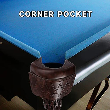 GSE Games & Sports Expert Set of 6 Heavy Duty PU Leather Billiard Pool Table Pockets, Billiard Pool Table Accessories (Several Colors & Styles Available) - color: Walnut - Diamond