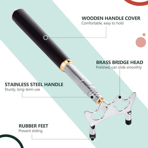 Skylety Retractable Billiards Cue Snooker Pool Bridge Stick with 3 Pieces Removable Bridge Head, Snooker Set Billiards Pool Cue Accessory for Pool Table - color: Silver