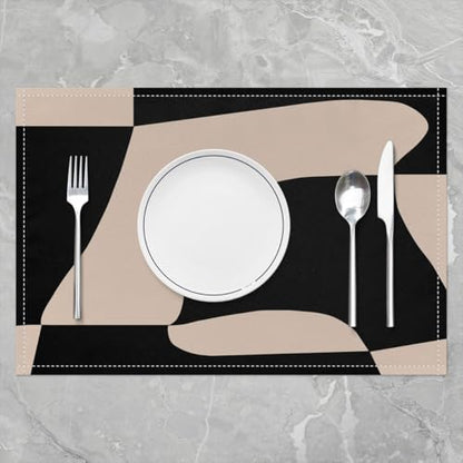 Erosebridal Black Beige Striped Placemats 12X18 Inch Set of 4,Boho Modern Geometric Abstract Place Mats for Women Men Adults,Stripes Bold Lines Waterproof Placemats for Kitchen Table - color: Black Beige